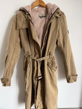 CLOSED Sherpa-Lined Hooded Parka in Light Beige